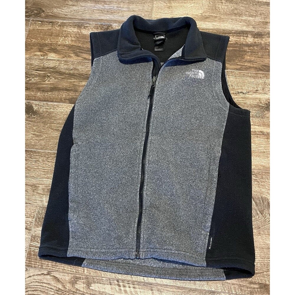 The North Face Mens Medium Gray Black FlashDry Fleece Vest Full Zip Gorpcore